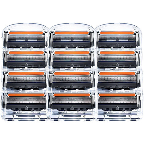 3 Cartouches de Rasoir 5 Lames - Compatible avec Rasoirs à Tête Orange/Noire, pour Rasage Confortable Homme (12 Rasages)