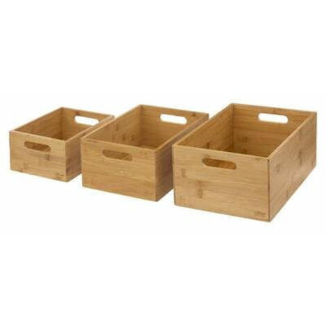 3 cestini rettangolari angolo bambù  - 5five