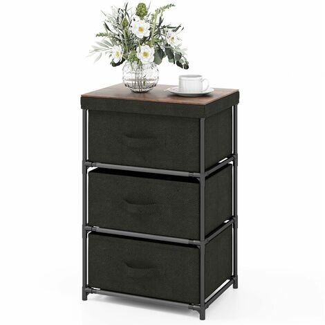 3  Chests of Drawers 3-Tier Nightstand Organizer Fabric Dresser Storage Unit
