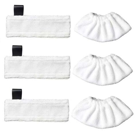 3 chiffons de nettoyage en microfibres et 3 manchons de nettoyage à la vapeur en microfibres pour les nettoyeurs