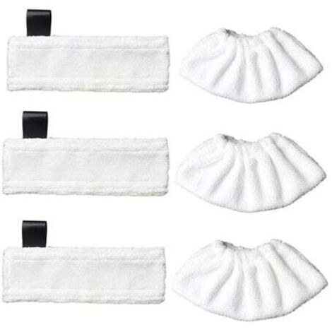 3 chiffons de nettoyage en microfibres et 3 manchons de nettoyage à la vapeur en microfibres pour les nettoyeurs