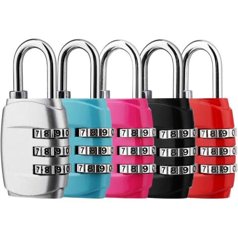 3 Chiffres Cadenas Valise Combination Antivol, Cadenas à Combinaison Antirouille Cadenas Voyage pour Bagage, Casier, Sac à Dos, Gym
