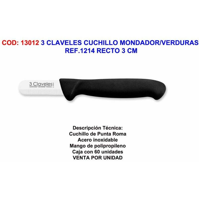

3 claveles cuchillo mondador-verduras ref.1214 recto 3 cm - Mibricotienda
