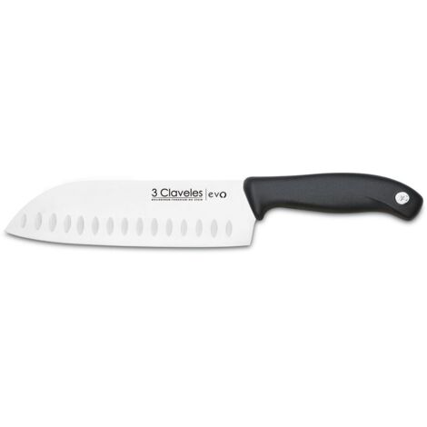 3 Claveles Evo Cuchillo Santoku alveolado, Alloy Steel, Multicolor, 40x6x1 cm