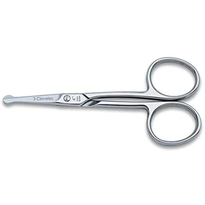 3 Claveles Nose Hair Scissors - Straight - Stainless Steel - Rounded Tips