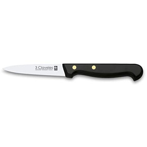 3 Claveles Pom Cuchillo para verduras de 9 cm, Alloy Steel, Negro, 25.69x5.79x1.2 cm