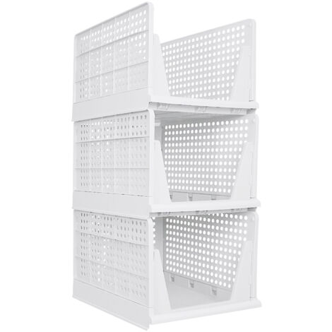 3 Couches Organisateur de tiroir, Boîte de Rangement en Fit Pliab,Organisateur de Jeans, Organisateur de T-shirt  - Blanc