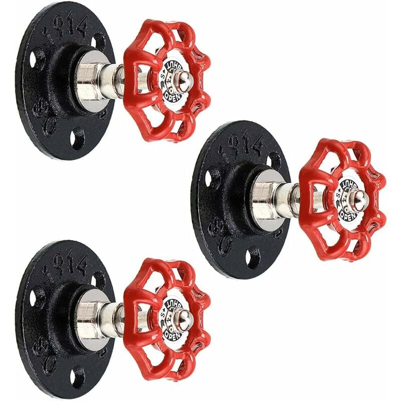 Memkey - 3 Crochets de suspension vintage, tuyau en fer industriel Fixation murale rétro pour peignoir, serviette, sac, parapluie, chapeau Décoration