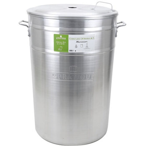 3 Cuiseur Aluminium - 24 Bocaux De 1 L (cuve + Couvercle + Colonne Intérieure + Lot De 8 Ressorts) - Le Pratique