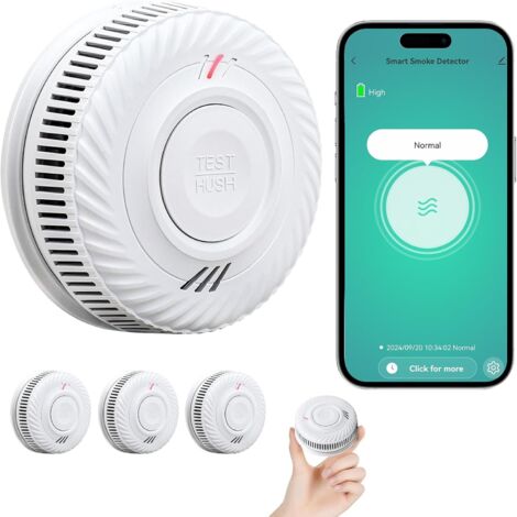 3 Détecteur De Fumée, Capteur Photoélectrique, Batterie 10 Ans, Wifi Tuya, Norme En14604, Maison
