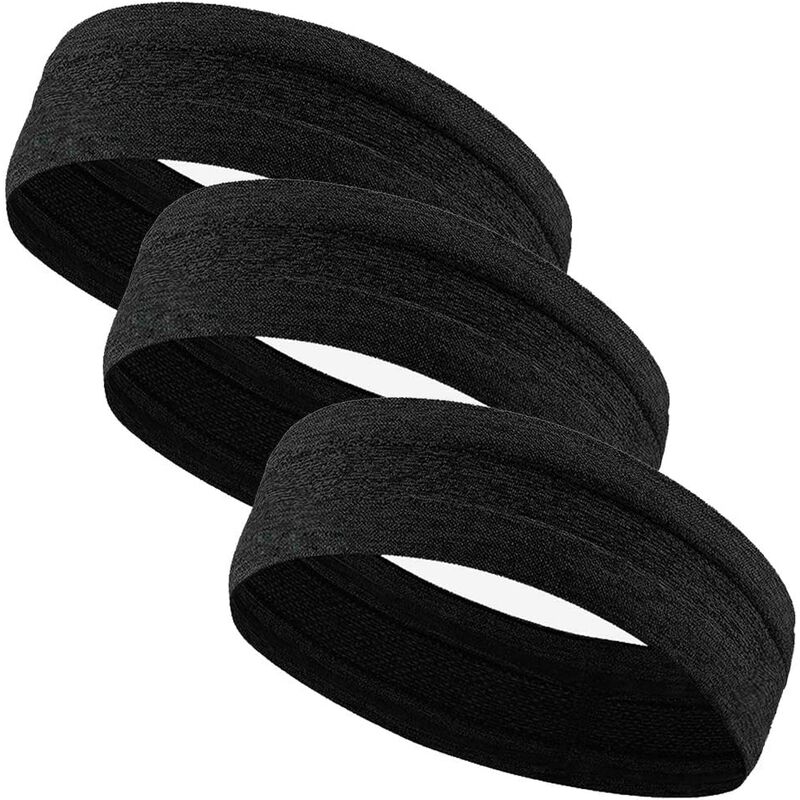 

3 diadema para hombres y mujeres diadema deportiva diadema deportiva unisex diadema deportiva elástica adecuada para yoga fitness tenis running negro