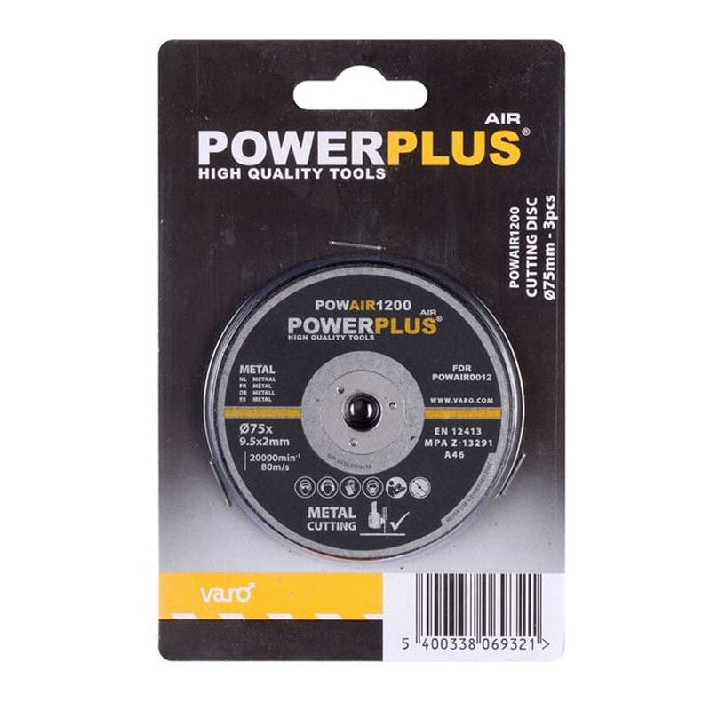 Dischi abrasivi da taglio 75 mm Set 3 pz Powerplus Mistral