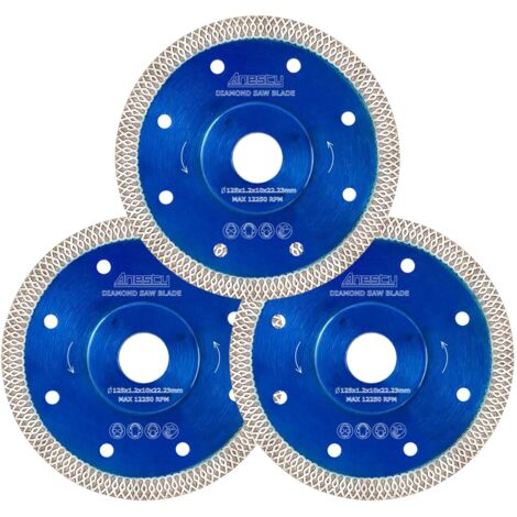 3 disque diamant, 125 mm, segment turbo 1,2 mm, alésage 22,23 mm, coupe céramique granit