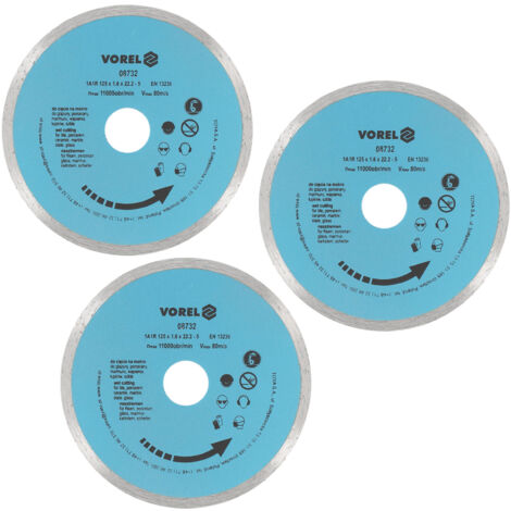 3 disques diamant scie a carrelage 125x22.2x5x1.6 super fin 1.6mm pour coupe eau