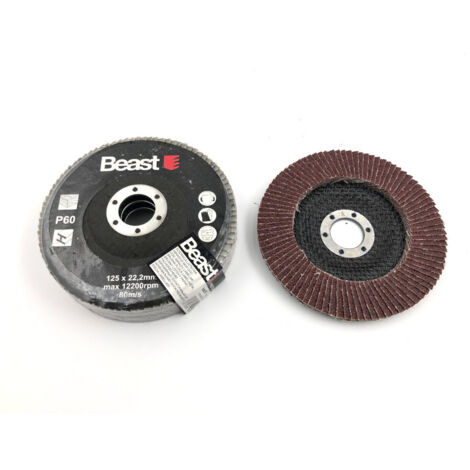 3 Disques Lamelles Bombés D. 125 x Al. 22,23 mm - Gr 60 Corindon pour Bois - Métal - Qualité Professionnelle - Beast