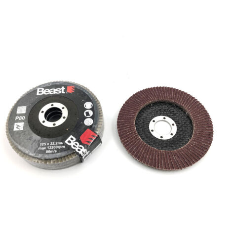 3 Disques Lamelles Bombés D. 125 x Al. 22,23 mm - Gr 80 Corindon pour Bois - Métal - Usage Professionnel - Beast