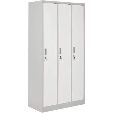 3-Door Storage Locker ATHLETE Metal Grey/ White