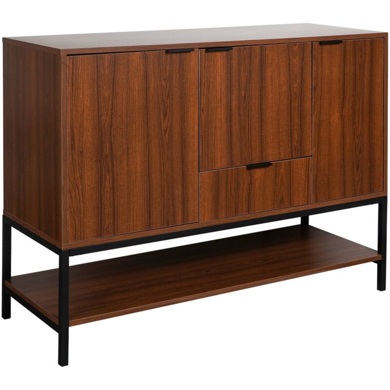 Sweeek - 3-door walnut sideboard, Walnut, Walnut, 110x40x85.5 cm