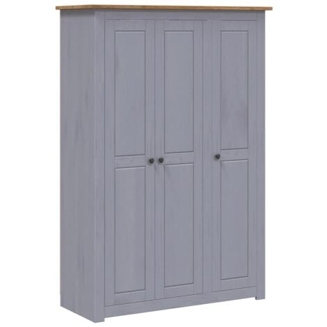 3-Door Wardrobe Grey 118x50x171.5 cm Pine Panama Range vidaXL
