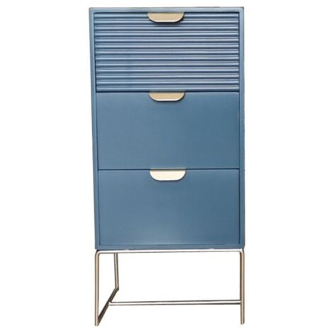 3 Drawer Bedside Table - Wood - L24 x W30 x H64 cm - Blue
