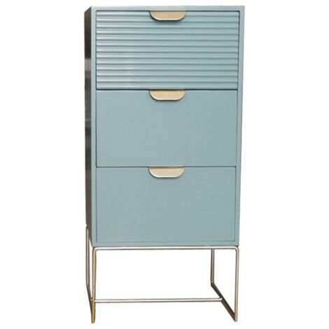 3 Drawer Bedside Table - Wood - L24 x W30 x H64 cm - Green