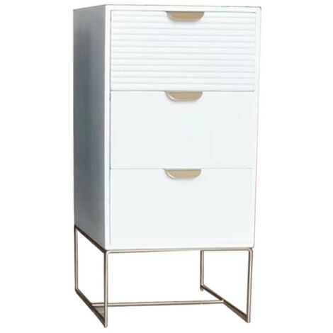 3 Drawer Bedside Table - Wood - L24 x W30 x H64 cm - White