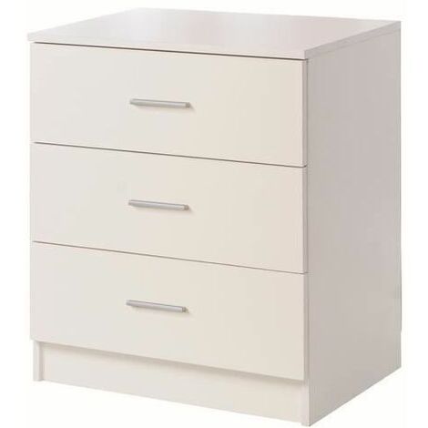 3 Drawer Chest Bedroom Storage Unit With Chrome Handles - White