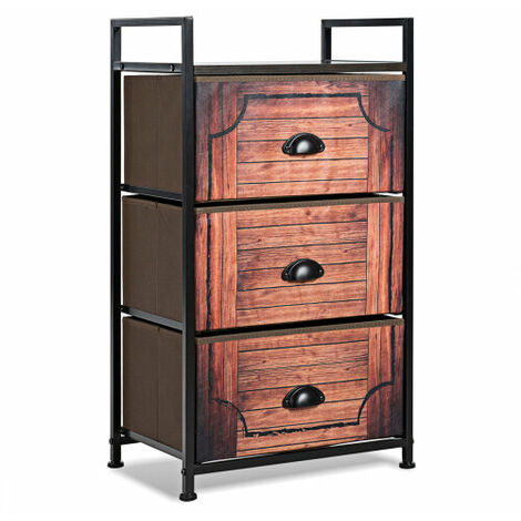 3 Drawer Fabric Dresser Storage Tower w/ Sturdy Steel Frame Bedroom Closet Living Room