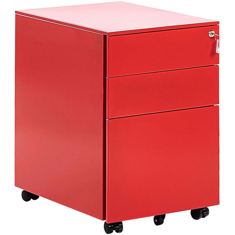 Beliani Storage Unit Cami Metal Red