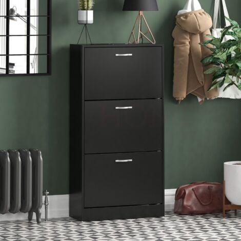 3 Drawer Shoe Cabinet, Black