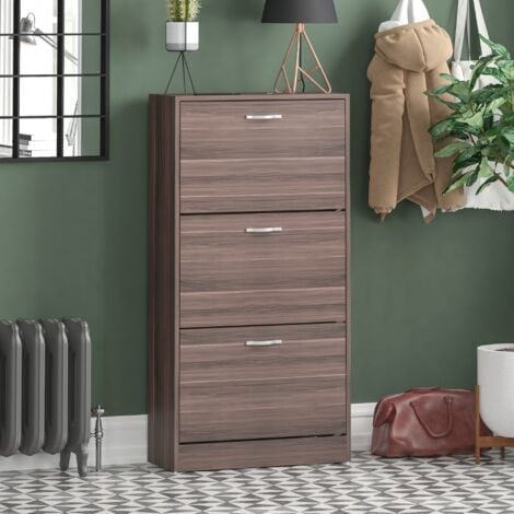 3 Drawer Shoe Cabinet, Walnut