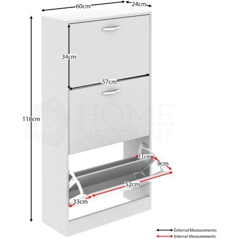3 Drawer Shoe Cabinet, White