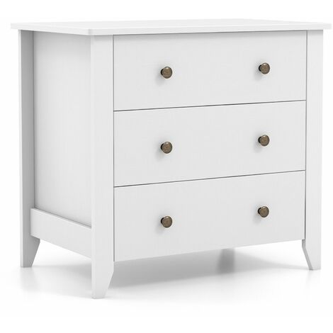 3-Drawer Wooden Dresser Chest of Drawers with 3 Drawers & Round Metal Knobs