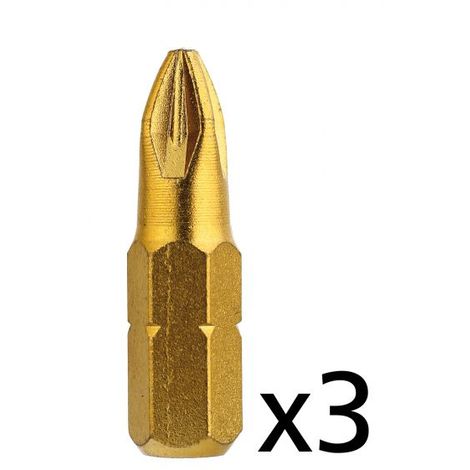 3 Embouts vissage Phillips No3 revêtement TIN DIAGER