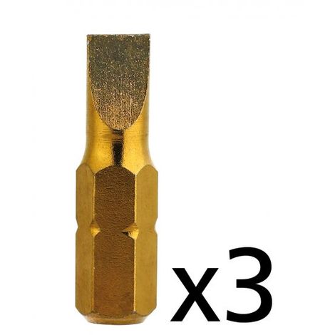 3 Embouts vissage Plat No5 1.2x6.5 revêtement TIN DIAGER