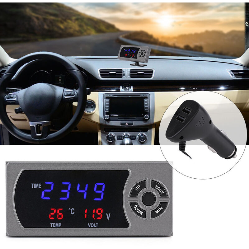 YB - Jeffergarden 3 en 1 12-24V voiture véhicule led numérique horloge thermomètre voltmètre