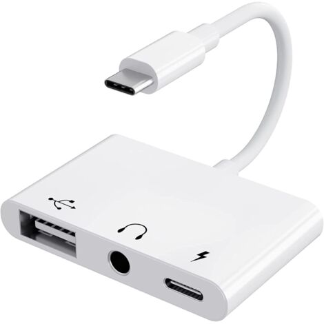3 en 1 : adaptateur USB-C vers jack 3,5 mm avec port de charge et adaptateur USB OTG, répartiteur de casque audio auxiliaire de type C pour Samsung Galaxy S22/S21/S20, iPad Pro 2022, Pixel 6/5/4