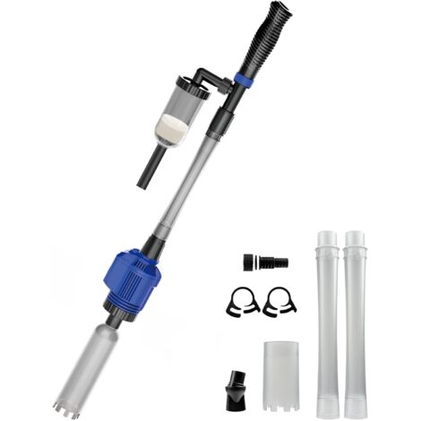 3 en 1 Aspirateur Automatique pour Aquarium, Nettoyeur de Gravier avec Éponge Filtrante, Aspirateur de Gravier Électrique Convient pour Aquarium Moyen et Grand, 800 L/H, 16 W