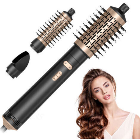 3 en 1 Brosse rotative à sèche-cheveux avec brosse amovible (2 po et 1,5 po), 3 chaleurs et 2 vitesses Brosse rotative à air chaud pour boucle, droite