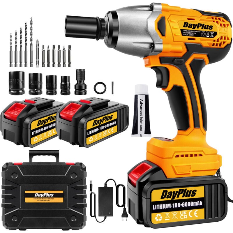 3 en 1 Clé à choc sans balai 1/2 carré avec 2x 6.0Ah batterie