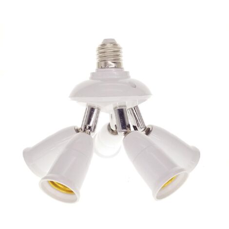 3 en 1 E27 Socket adaptateur répartiteur, E26/E27 Standard ampoules LED bases de lampe, convertisseur Lustre Douille avec 360 degrés réglable à 180 ° 568, 5 in 1 Adjustable