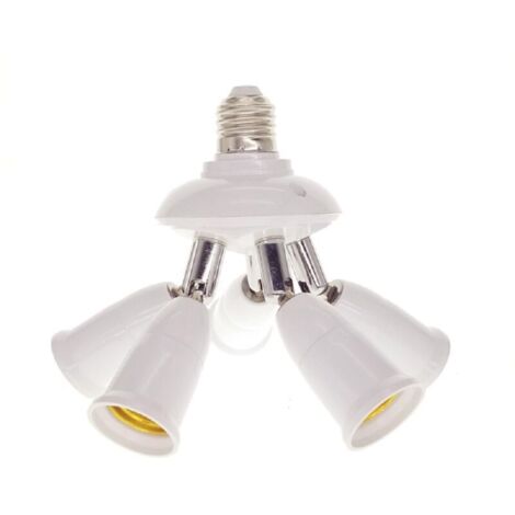 3 en 1 E27 Socket adaptateur répartiteur, E26/E27 Standard ampoules LED bases de lampe, convertisseur Lustre Douille avec 360 degrés réglable à 180 ° 568, 5 in 1 Adjustable