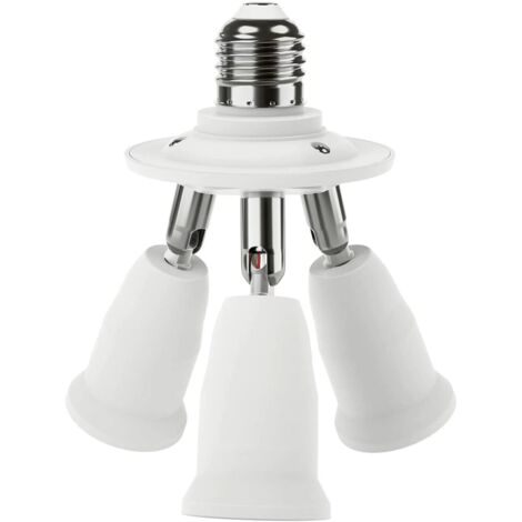3 en 1 E27 Socket adaptateur répartiteur,E27 Ampoules LED Standard,support de convertisseur,Lustre Douille avec 360 degrés réglable à 180 °