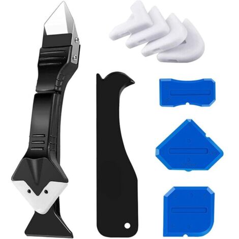 3 en 1 Kit de Calfeutrage en Silicone, Outils de L'enlève Joint, kit de Lisseur de joints Silicone avec Tête en Acier Inoxydable, pour Évier de Fenêtre Cuisine Salle de Bain