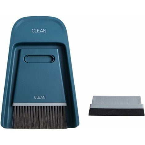 3 en 1 Mini Balayette et Pelle à Poussière, Plastique, Set en Plastique Brosse de Table Ramasse (Bleu) 19.5*13.8*3.6cm Versailles