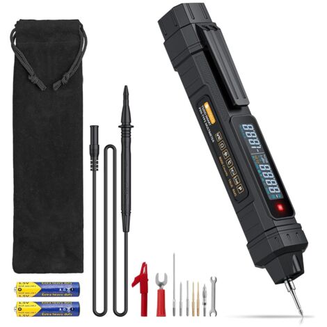3-en-1 Multimètre Numérique Stylo Testeur de Tension avec NCV et Séquence de Phase 6000 Comptes TRMS Auto AC/DC Voltage Résistance Capacité Fréquence Portable pour Électricien et Maison