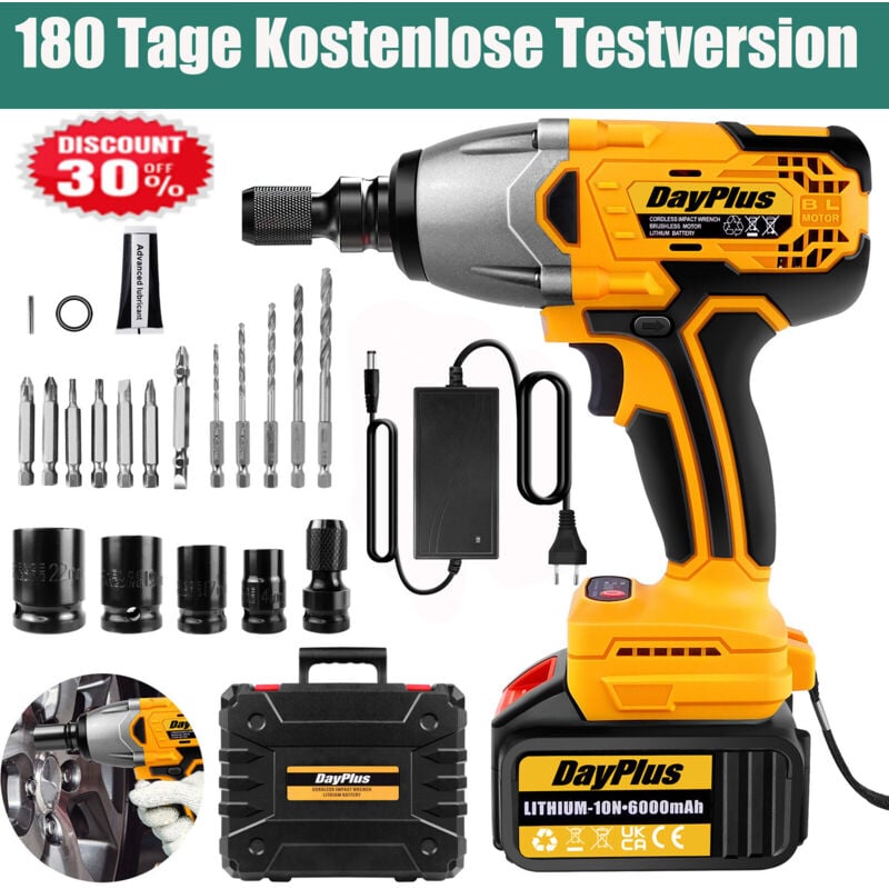 3 en 1 Perceuse-visseuse à percussion sans fil Set en coffret Avec 6000mAh batterie