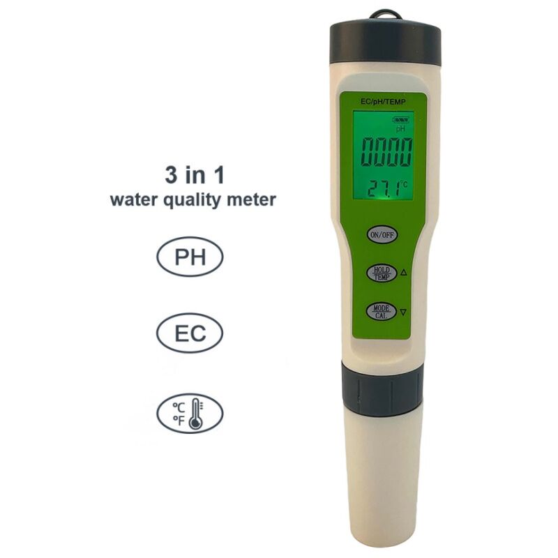 YB - Eosnow Testeur numérique Portable 3 en 1 de température ph EC,Analyse de l'eau de piscine,testeur de qualité de l'eau,stylo de Test de pureté