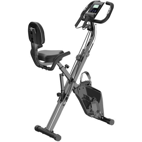 3 en 1 Vélo d'appartement Pliable - 8 Niveaux de Résistance Réglables - Volant d'Inertie 2,5KG -  Écran LCD - Siège Réglable