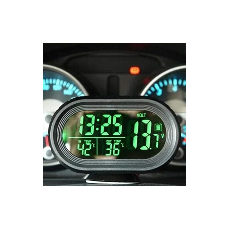 3 en 1 voiture numérique LED électronique LCD horloge thermomètre voltmètre